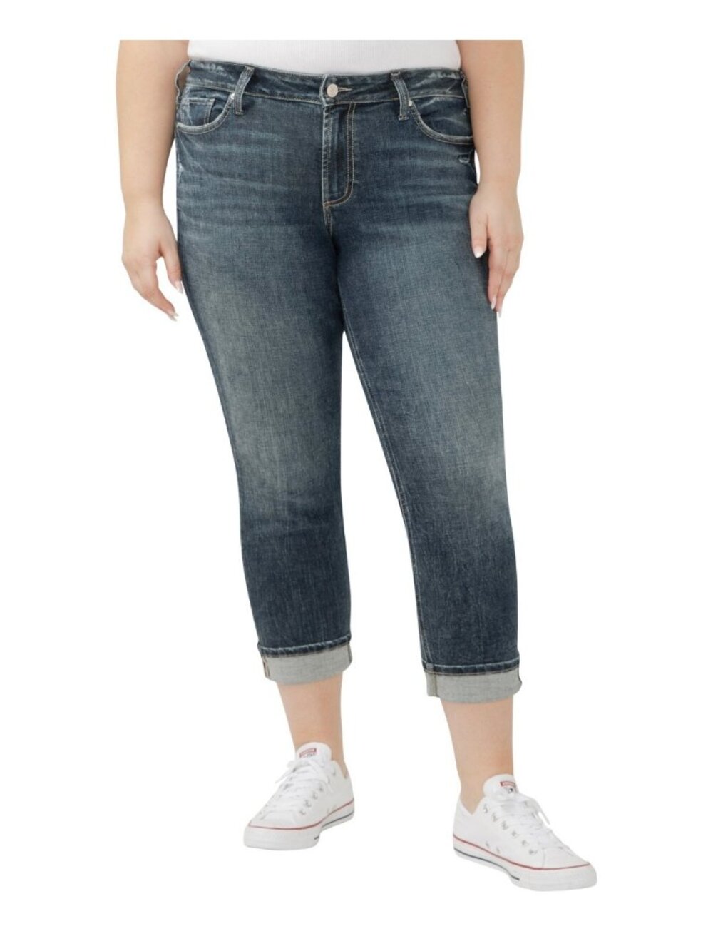Silver Jeans Co. Suki Mid Rise Curvy Fit Straight Crop Jeans Plus Size 18W $84